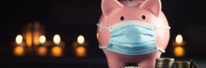 Piggy Bank wearing mask